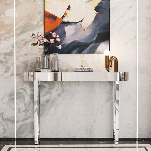 Silver console table mirrored - table,